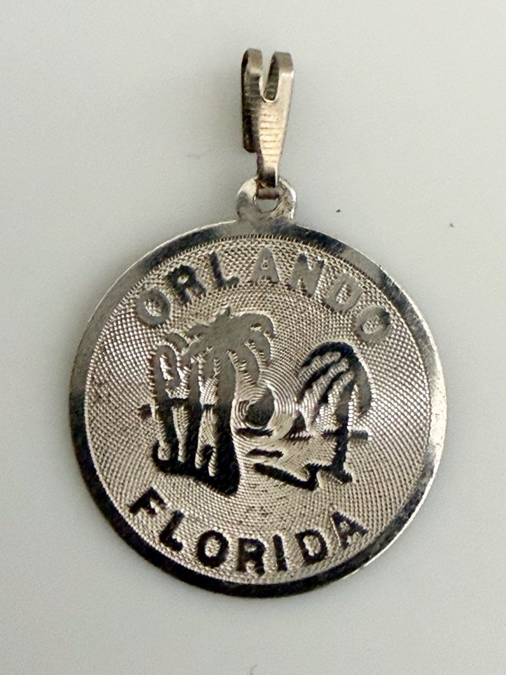 Vintage Orlando Florida Sterling Silver RJL Round Circle Necklace Pendant Unisex